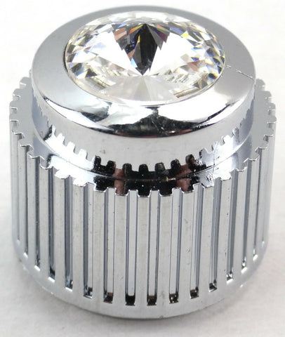 A/C Heater Control Dial Knob Clear Jewel Chrome Plastic 1/4" Shaft UP41153 Each