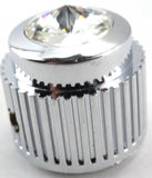 A/C Heater Control Dial Knob Clear Jewel Chrome Plastic 1/4" Shaft UP41153 Each