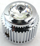 A/C Heater Control Dial Knob Clear Jewel Chrome Plastic 1/4" Shaft UP41153 Each