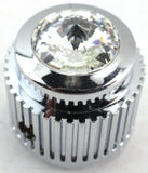 A/C Heater Control Dial Knob Clear Jewel Chrome Plastic 1/4" Shaft UP41153 Each
