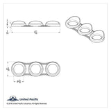 2-3/16" Gauge Cover Trio Horizontal for Peterbilt 2006-20 UP#41295 Each