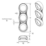 Gauge Cover Trio Vertical for Peterbilt 1987-2005 Dash Small Plastic UP#41718