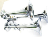 Train Horn 3 Bell Trumpet 145 Decibel +-10dB Chrome 3/8 Air Line 150PSI UP#46129