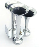 Train Horn 3 Bell Trumpet 145 Decibel +-10dB Chrome 3/8 Air Line 150PSI UP#46129