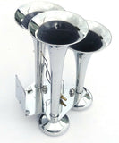 Train Horn 3 Bell Trumpet 145 Decibel +-10dB Chrome 3/8 Air Line 150PSI UP#46129