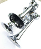 Train Horn 3 Bell Trumpet 145 Decibel +-10dB Chrome 3/8 Air Line 150PSI UP#46129