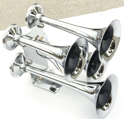 Train Air Horn 155 Decibels 4 Trumpet Chrome 120 PSI Max UP#46130