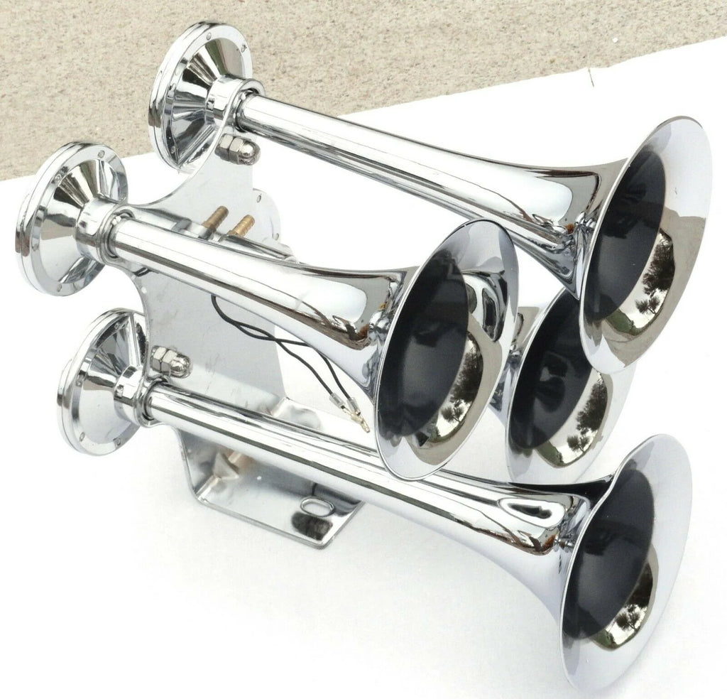 Train Air Horn 155 Decibels 4 Trumpet Chrome 120 PSI Max UP#46130