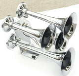 Train Air Horn 155 Decibels 4 Trumpet Chrome 120 PSI Max UP#46130