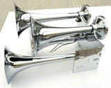 Train Air Horn 155 Decibels 4 Trumpet Chrome 120 PSI Max UP#46130