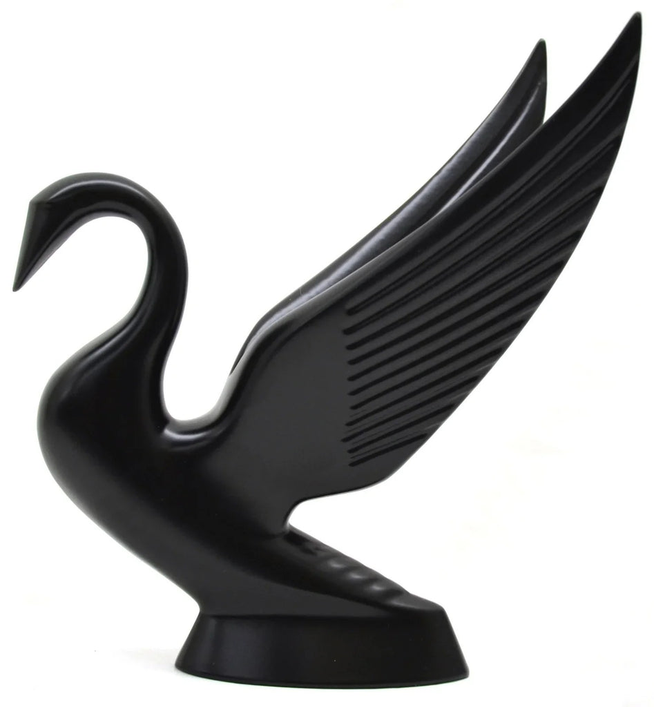 Hood Ornament Swan Bugler Matte Black Power Coated for Flat Hood Pull GG#48009