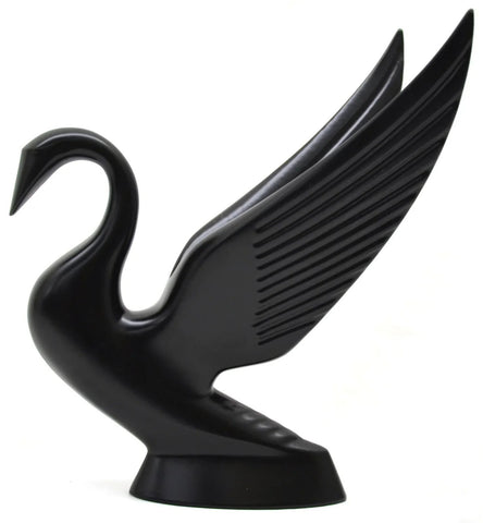 Hood Ornament Swan Bugler Matte Black Power Coated for Flat Hood Pull GG#48009