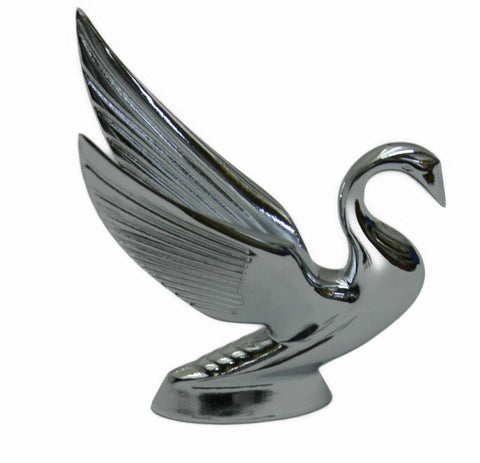 Hood Ornament Swan Bugler Chrome Flat Surface 2 Hole Mount 7 1/8" Tall GG#48010