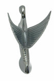 Hood Ornament Swan Bugler Chrome Flat Surface 2 Hole Mount 7 1/8" Tall GG#48010