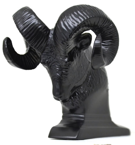 Hood Ornament Rams Head Matte Black Power Coated for Flat Hood Pull 3.5"GG#48050