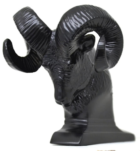 Hood Ornament Rams Head Matte Black Power Coated for Flat Hood Pull 3.5"GG#48050