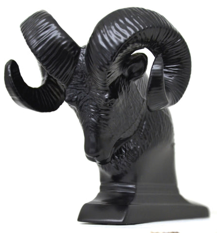 Hood Ornament Rams Head Matte Black Power Coated for Flat Hood Pull 3.5"GG#48050