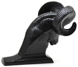 Hood Ornament Rams Head Matte Black Power Coated for Flat Hood Pull 3.5"GG#48050