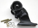 Hood Ornament Rams Head Matte Black Power Coated for Flat Hood Pull 3.5"GG#48050