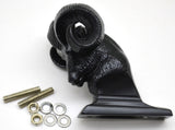 Hood Ornament Rams Head Matte Black Power Coated for Flat Hood Pull 3.5"GG#48050