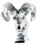 Hood Ornament Rams Head Chrome Die Cast for Flat Surface 3.5" Tall GG#48052