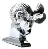 Hood Ornament Rams Head Chrome Die Cast for Flat Surface 3.5" Tall GG#48052