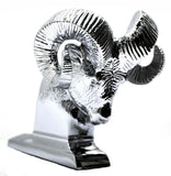 Hood Ornament Rams Head Chrome Die Cast for Flat Surface 3.5" Tall GG#48052