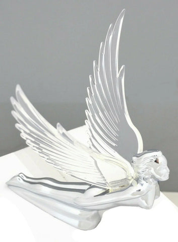 Lighted Hood Ornament Flying Goddess Windrider Clear Wings Chrome GG#48056