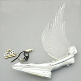Lighted Hood Ornament Flying Goddess Windrider Clear Wings Chrome GG#48056