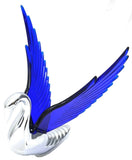 Lighted Hood Ornament Swan Bugler WindRider Blue Wings Chrome 7.5" GG#48097