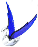 Lighted Hood Ornament Swan Bugler WindRider Blue Wings Chrome 7.5" GG#48097