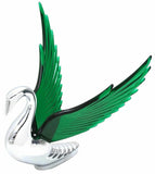 Lighted Hood Ornament Swan Bugler Windrider Green Wings Chrome 7.5" GG#48098