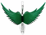 Lighted Hood Ornament Swan Bugler Windrider Green Wings Chrome 7.5" GG#48098