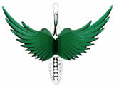 Lighted Hood Ornament Swan Bugler Windrider Green Wings Chrome 7.5" GG#48098