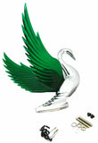 Lighted Hood Ornament Swan Bugler Windrider Green Wings Chrome 7.5" GG#48098