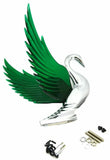 Lighted Hood Ornament Swan Bugler Windrider Green Wings Chrome 7.5" GG#48098