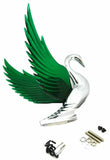 Lighted Hood Ornament Swan Bugler Windrider Green Wings Chrome 7.5" GG#48098