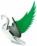 Lighted Hood Ornament Swan Bugler Windrider Green Wings Chrome 7.5" GG#48098
