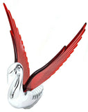Hood Ornament Lighted Swan Bugler Windrider Red Wings Chrome 7.5" GG#48099