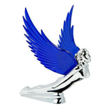 Lighted Hood Ornament Flying Goddess Windrider Blue Wings Chrome GG#48107