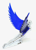 Lighted Hood Ornament Flying Goddess Windrider Blue Wings Chrome GG#48107