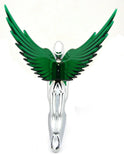 Lighted Hood Ornament Flying Goddess Windrider Green Wings Chrome GG#48108