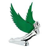 Lighted Hood Ornament Flying Goddess Windrider Green Wings Chrome GG#48108