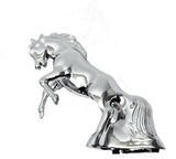 Hood Ornament Fighting Stallion for Flat Hood Chrome Die Cast 6 1/8 Tall GG48120