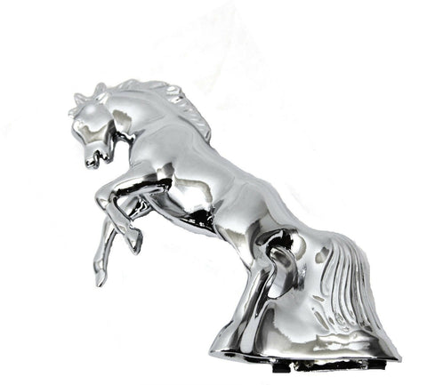 Hood Ornament Fighting Stallion for Flat Hood Chrome Die Cast 6 1/8 Tall GG48120