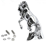 Hood Ornament Fighting Stallion for Flat Hood Chrome Die Cast 6 1/8 Tall GG48120