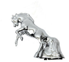 Hood Ornament Fighting Stallion for Flat Hood Chrome Die Cast 6 1/8 Tall GG48120