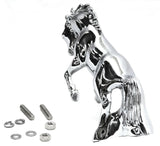 Hood Ornament Fighting Stallion for Flat Hood Chrome Die Cast 6 1/8 Tall GG48120