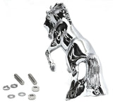 Hood Ornament Fighting Stallion for Flat Hood Chrome Die Cast 6 1/8 Tall GG48120