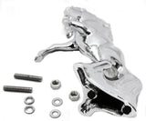 Hood Ornament Fighting Stallion for Flat Hood Chrome Die Cast 6 1/8 Tall GG48120